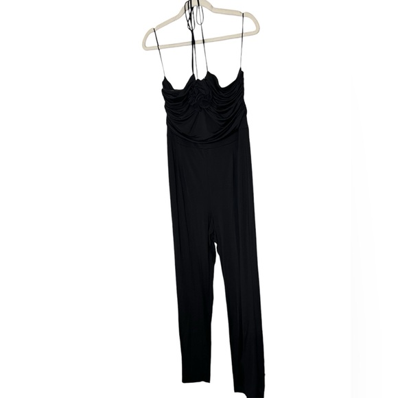Halter Neck Rosette Wide Leg Jumpsuit Size L only used once - Picture 4 of 5